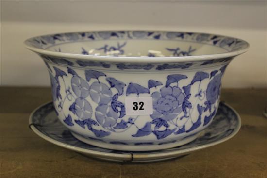 Blue & white china plate & bowl